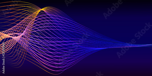 Glowing colorful dynamic lines wave. Science tech abstract background