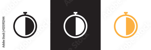 Timer and clock icon set. Icons related to stopwatch, timer, hourglass, sandglass timer, clock. isolated on white and black background. vector illustration. EPS 10