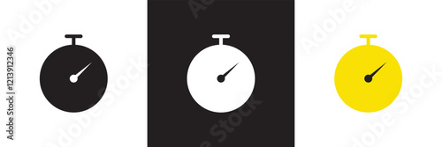 Timer and clock icon set. Icons related to stopwatch, timer, hourglass, sandglass timer, clock. isolated on white and black background. vector illustration. EPS 10