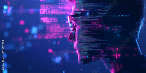 Software development, digital technology concept. Software developer, coding web banner or background	
