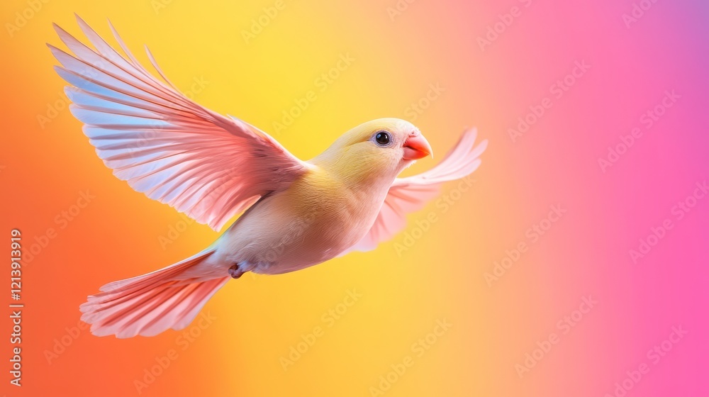 Obraz premium Colorful Bird in Flight Against Vibrant Gradient Background