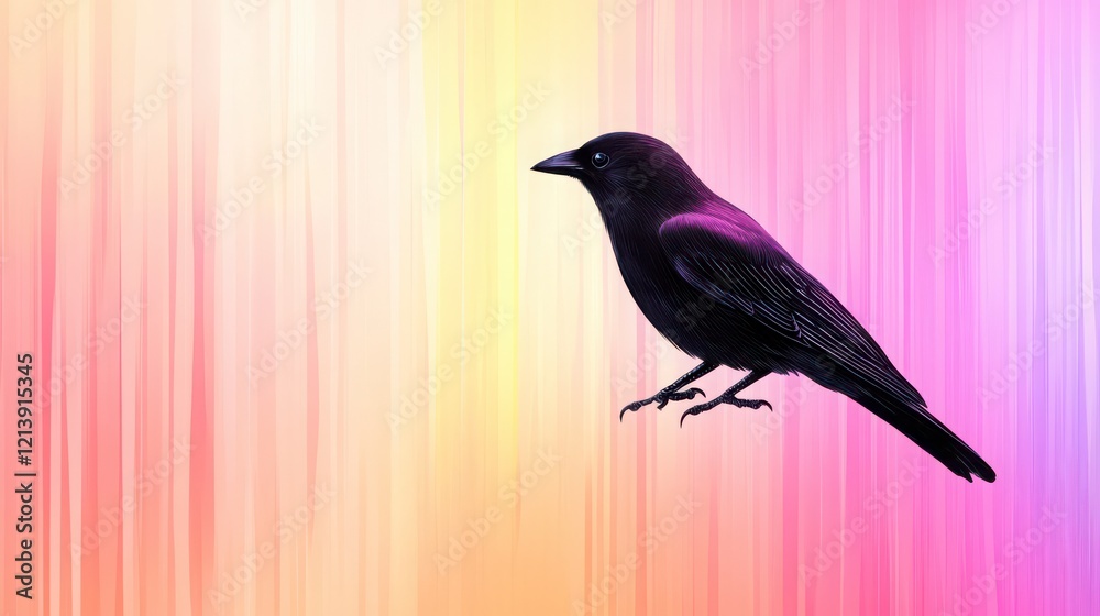 Fototapeta premium Vibrant Fly by Bird Against Colorful Gradient Background
