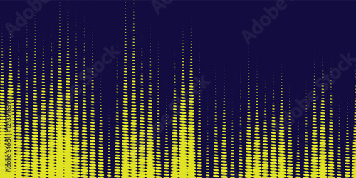 Yellow halftone on blue background. Vector dotted sparkles or halftone shine pattern texture