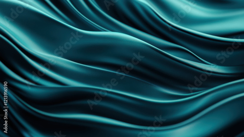 Wallpaper Mural Flowing teal silk fabric with smooth, elegant waves and ripples in abstract motion Torontodigital.ca
