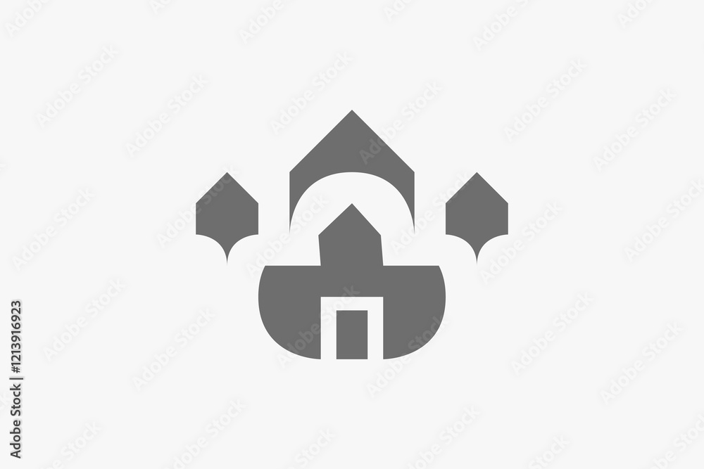 Obraz premium Cute palace or castle modern minimalist logo