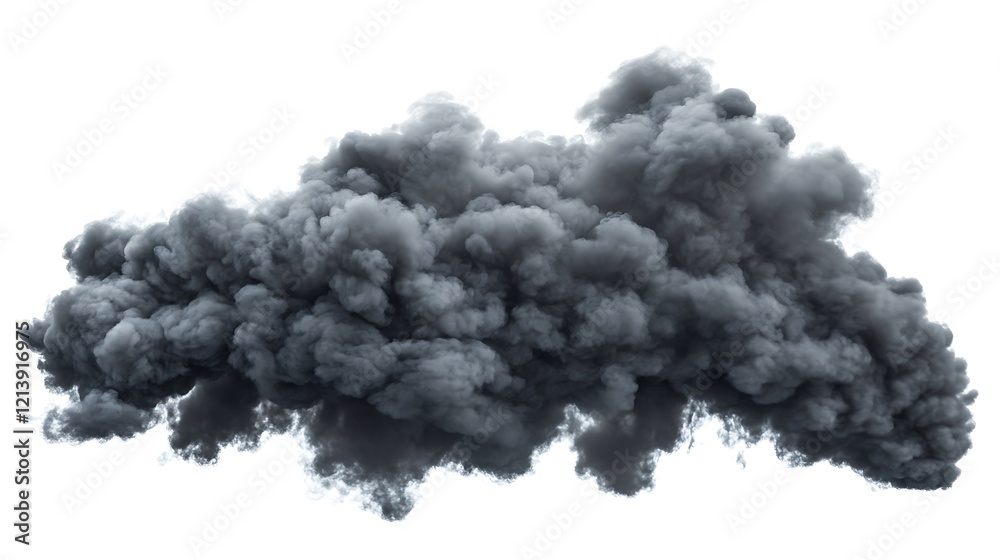 Black smoke cloud with bold movements isolated on white background Black smoke cloud with bold movements isolated on white background