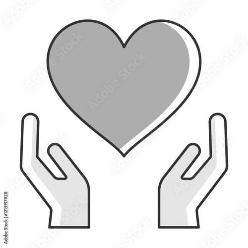 Heart and Hands Icon Representing Love, Care, and Emotional Support