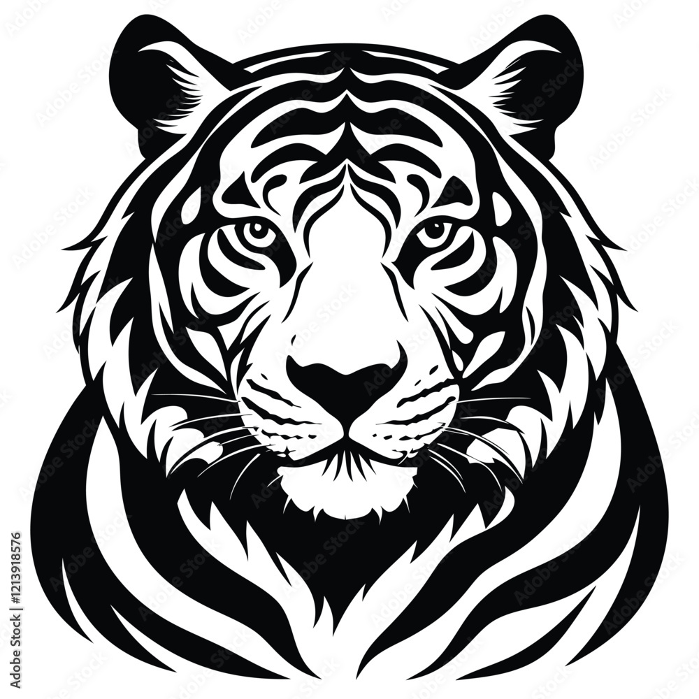 tiger Black and white vector illustration animal silhouette tiger Black and white vector illustration animal silhouette