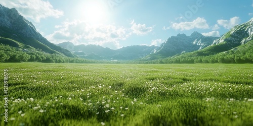 Vibrant Green Field at Vernal Equinox Perfect for Spring Equinox Theme Projects