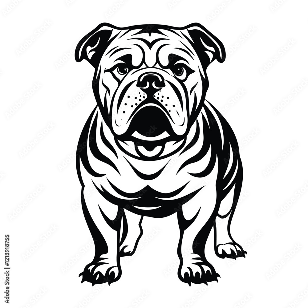 bulldog Black and white vector illustration animal silhouette bulldog Black and white vector illustration animal silhouette