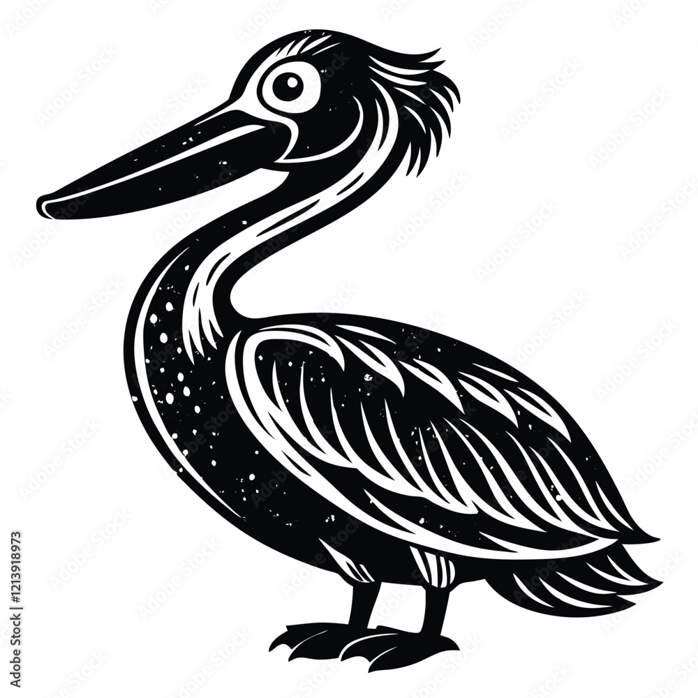 Fototapeta premium pelican Black and white vector illustration animal silhouette for t shirt 