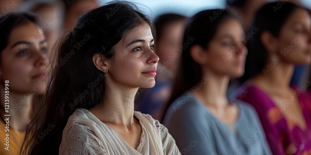 Fototapeta premium Attentive Audience Deeply Engaged in Maharishi Dayanand Saraswatis Philosophy Lecture