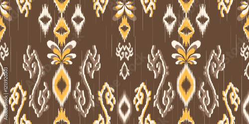 Ethnic ikat seamless pattern.beautiful pattern. floral embroidery, bohemian style, abstract flower art print. ethnic ikat abstract art. seamless fabric. ikat design for fabric, wallpaper, clothing.	