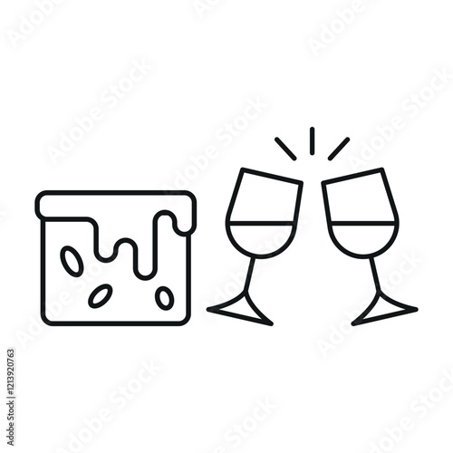 Wine glass drink and brownies food icons with an elegant and decadent design