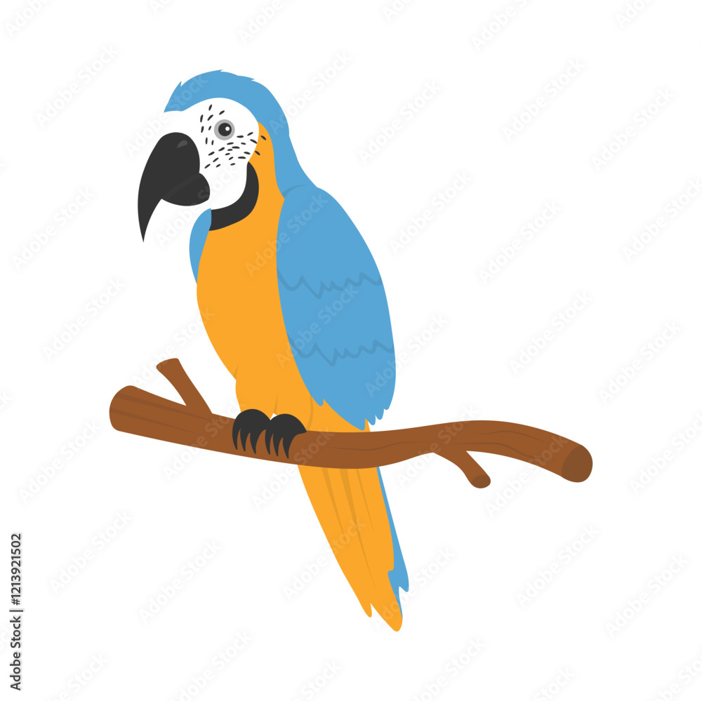 Parrot Vector Illustration - Blue and Gold Macaw Parrot Vector Illustration - Blue and Gold Macaw