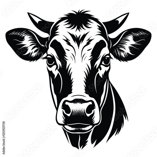  cow Black and white vector illustration animal silhouette 