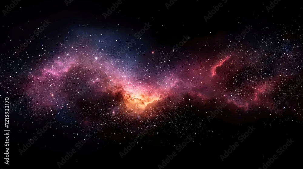 Fototapeta premium Deep Space Seamless Pattern with Star Clusters and Cosmic Elements in Vibrant Colors