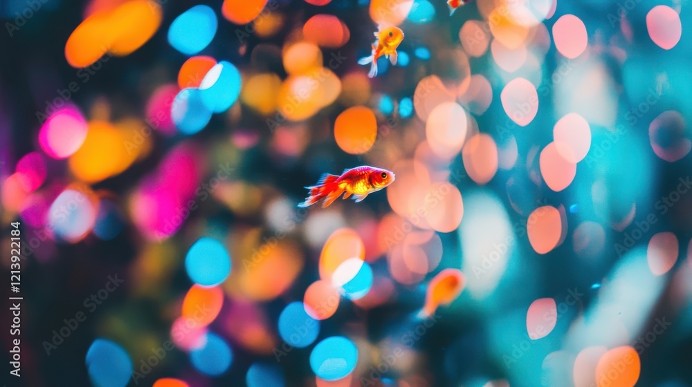 Naklejka premium Colorful Fish Swimming in Clear Aquarium Water