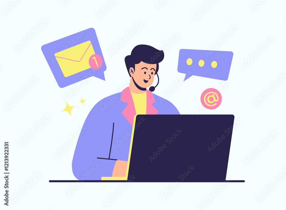Illustration of an Email Service Customer Support Illustration of an Email Service Customer Support