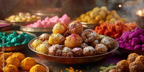 Vibrant Holi Sweets Colorful Indian Treats and Delights photo