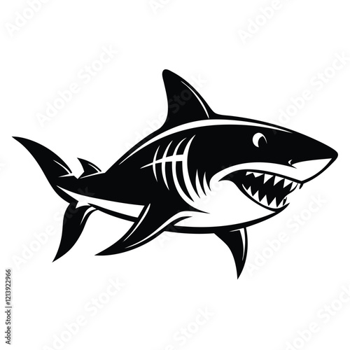 shark Black and white vector illustration animal silhouette for t shirt 