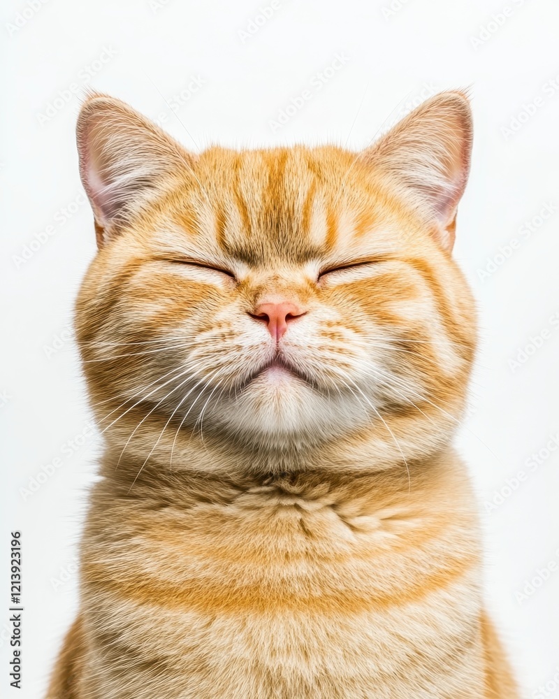 Obraz premium Peaceful Ginger Cat Portrait: Serene and Content Feline Close-up