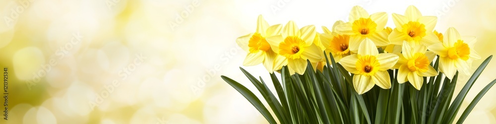 Beautiful Bouquet of Yellow Spring Daffodils. Flower Blooming, Floral Background Design, Beautiful Bouquet of Yellow Spring Daffodils. Flower Blooming, Floral Background Design,