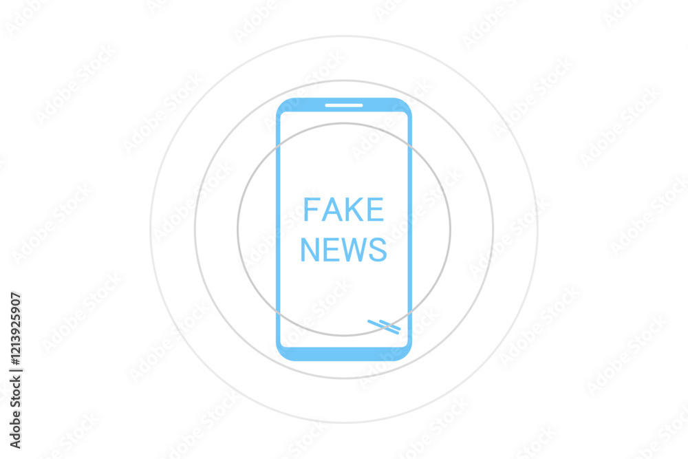 スマートフォンでフェイクニュースを拡散させるイメージのイラスト スマートフォンでフェイクニュースを拡散させるイメージのイラスト