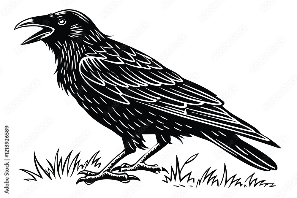 Fototapeta premium crow on a white background
