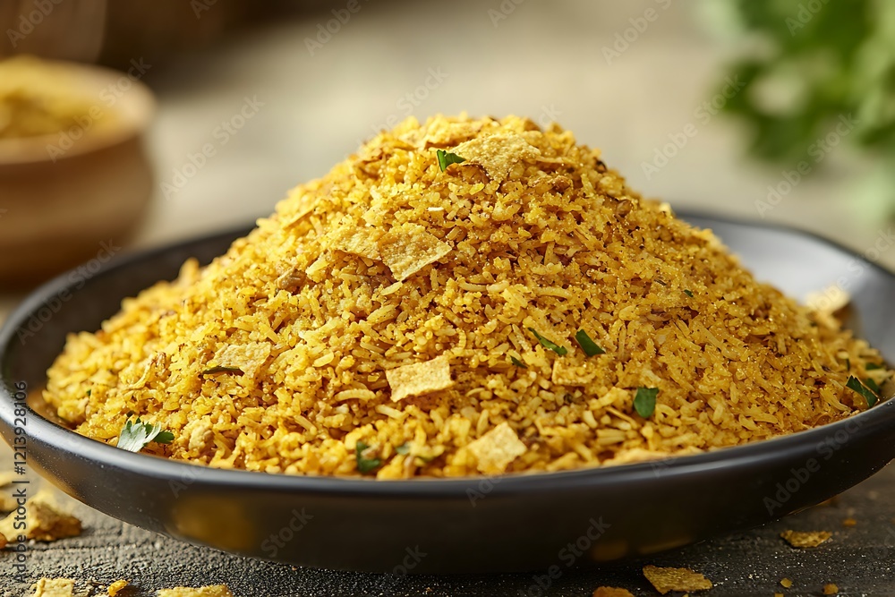 A Vibrant Plate of Indian Mutton Biryani Featuring Saffron Rice.