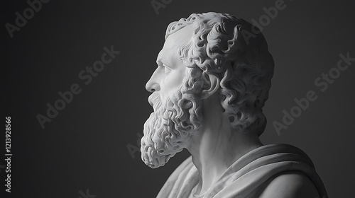 Bust of an ancient philosopher in classical marble with smooth details