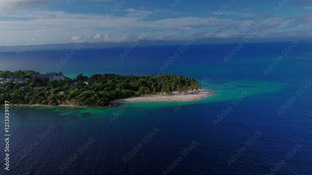 Orbital View of Tropical Cayo Levantado Island in Samana Bay, Dominican Republic Orbital View of Tropical Cayo Levantado Island in Samana Bay, Dominican Republic