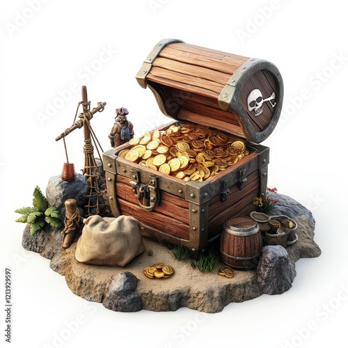 Pirate Treasure Chest Filled With Gold Coins photo