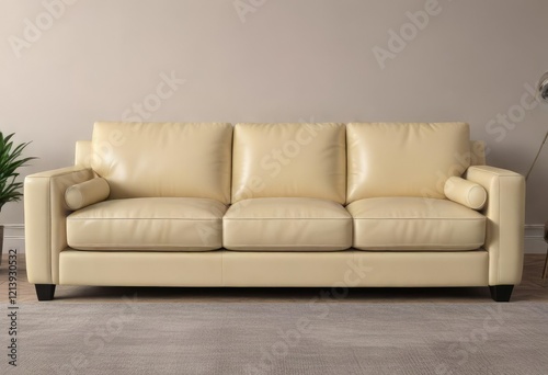 Cream-colored leather sofa texture with subtle sheen and soft, velvety appearance , neutral, mellow