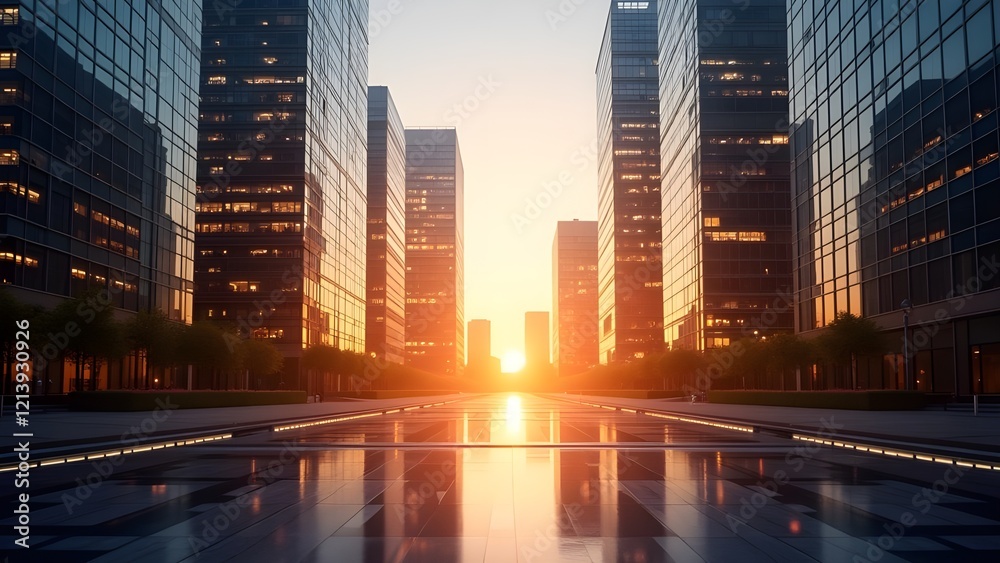 Fototapeta premium Illuminating the Path to Success: Where Vision Meets Opportunity in the Heart of Innovation. Future Business city