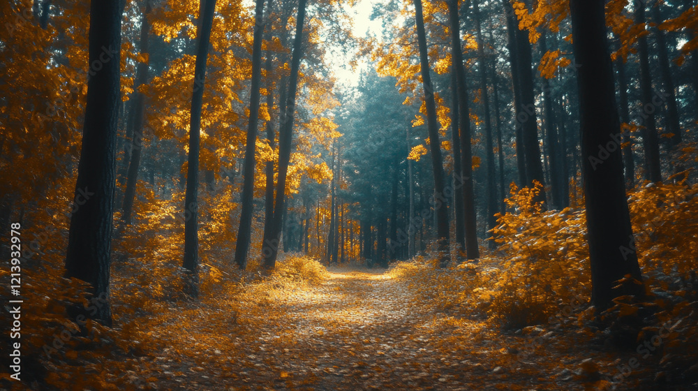Low angle shot of autumn forest Low angle shot of autumn forest