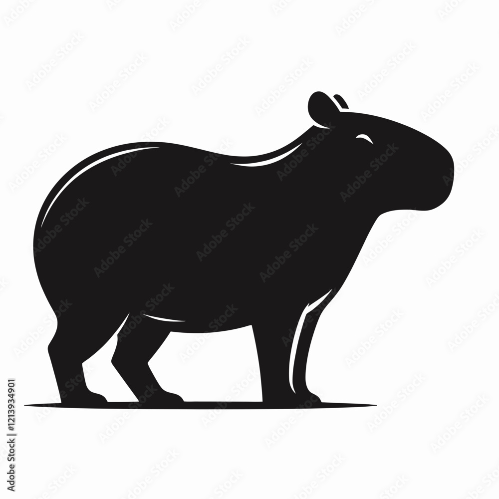 Obraz premium Capybara silhouette in black on a white background