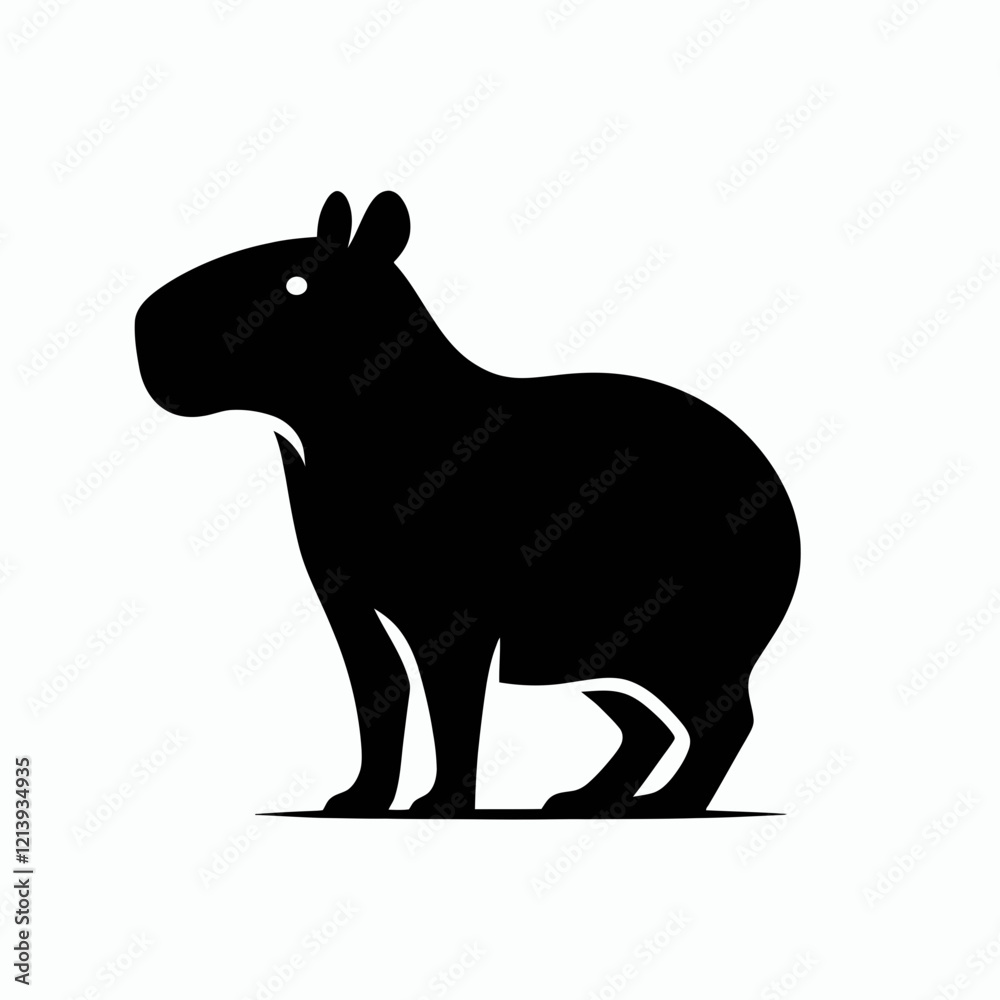 Fototapeta premium Capybara silhouette in black on a white background