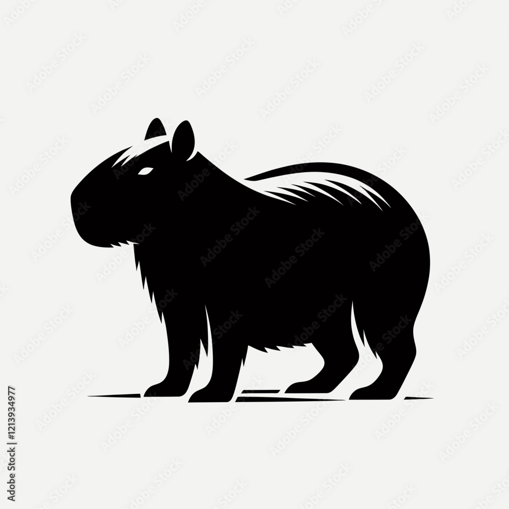 Fototapeta premium Capybara silhouette in black on a white background