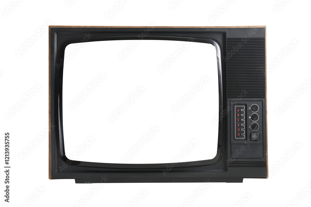 Old tv on isolated. Retro technology concept. Blank screen for text. Old tv on isolated. Retro technology concept. Blank screen for text.