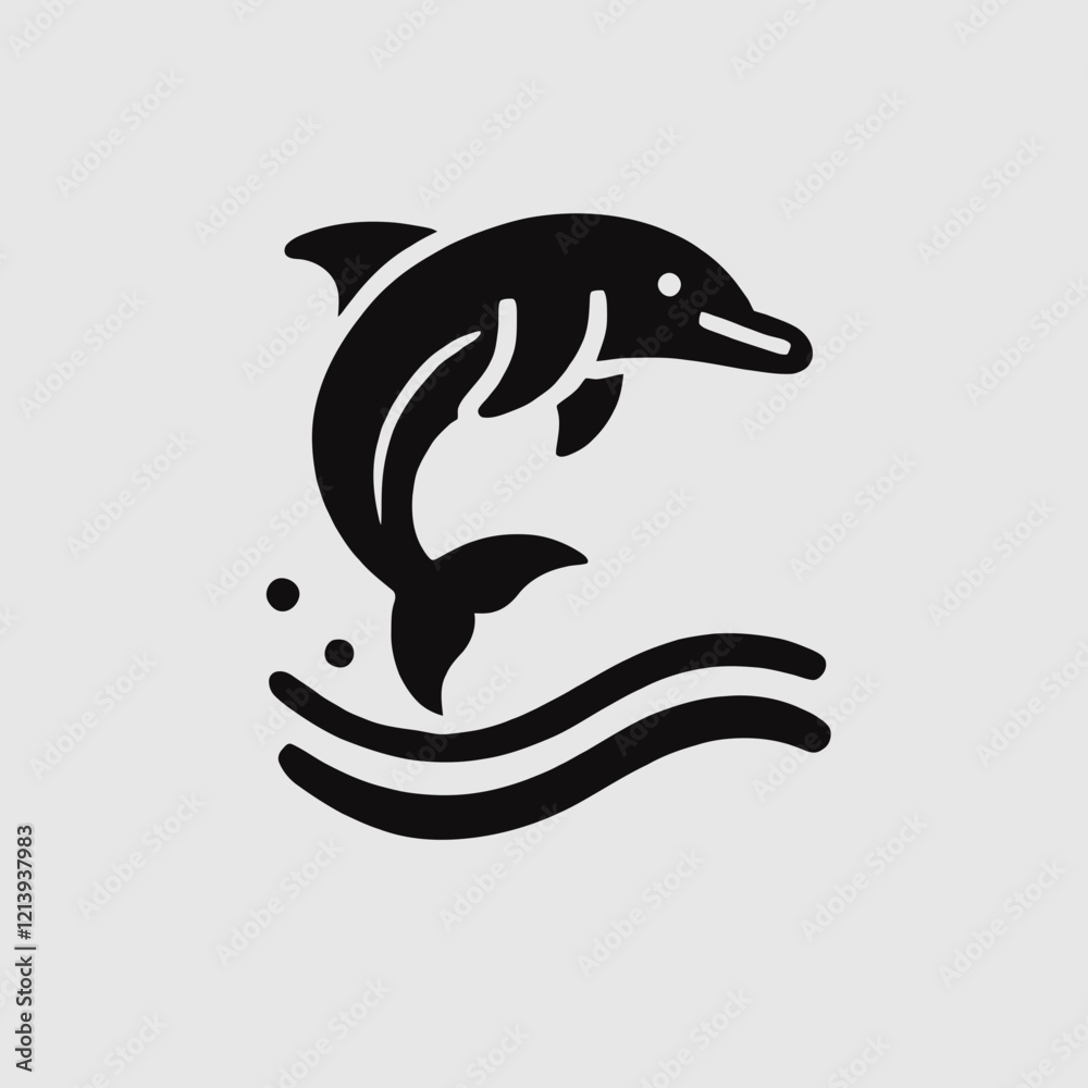 Dolphin silhouette in black on a white background Dolphin silhouette in black on a white background
