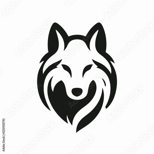 Gray Wolf silhouette in black on a white background