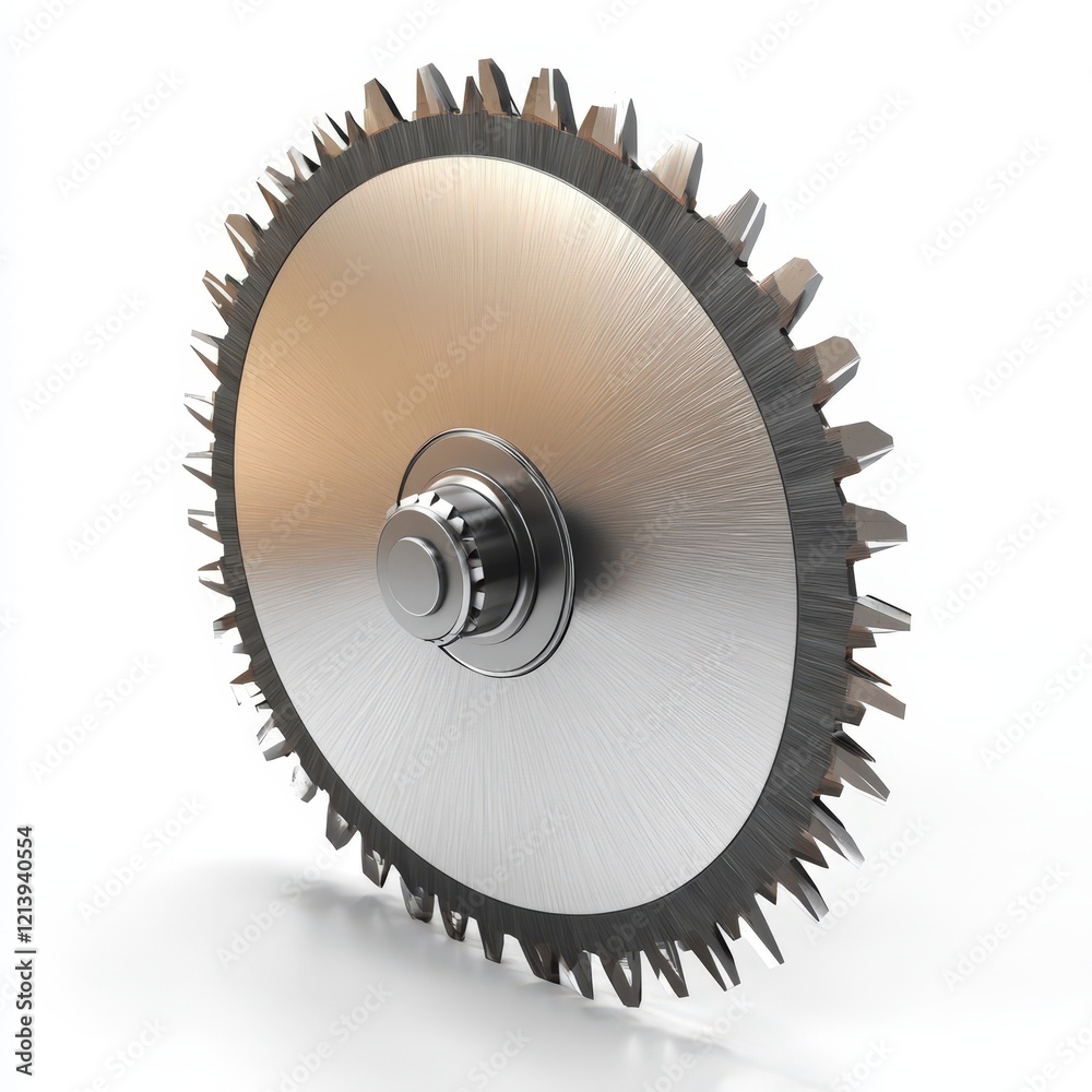 A detailed view of a large metallic circular saw blade A detailed view of a large metallic circular saw blade