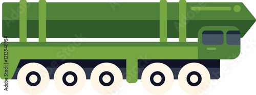 Powerful military vehicle carrying a large ballistic missile, representing concepts of defense, warfare, and global security