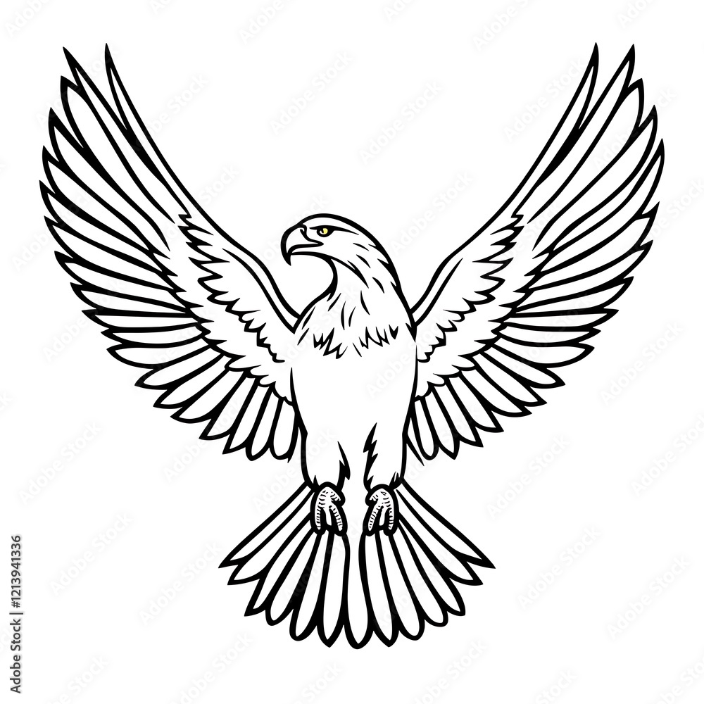 Fototapeta premium Majestic eagle in flight, graphic design, isolated, for logo use