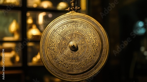 Ornate Brass Astrolabe Ancient Astronomical Instrument