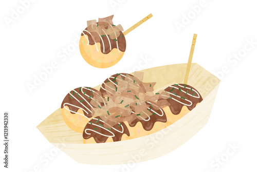 美味しそうなたこ焼きのベクターイラスト