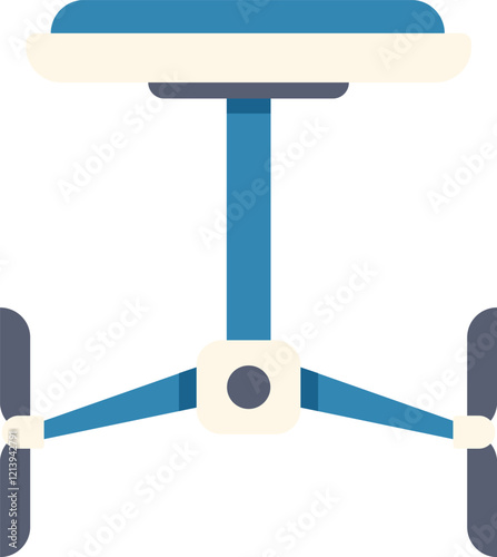 Modern blue drone with camera taking photos from above, unmanned aerial vehicle with high resolution camera