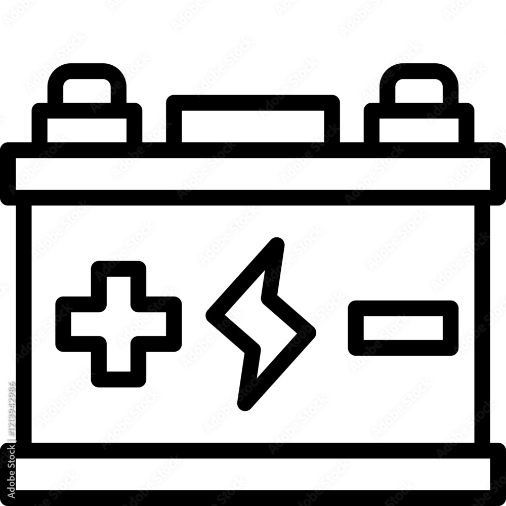 car battery line icon