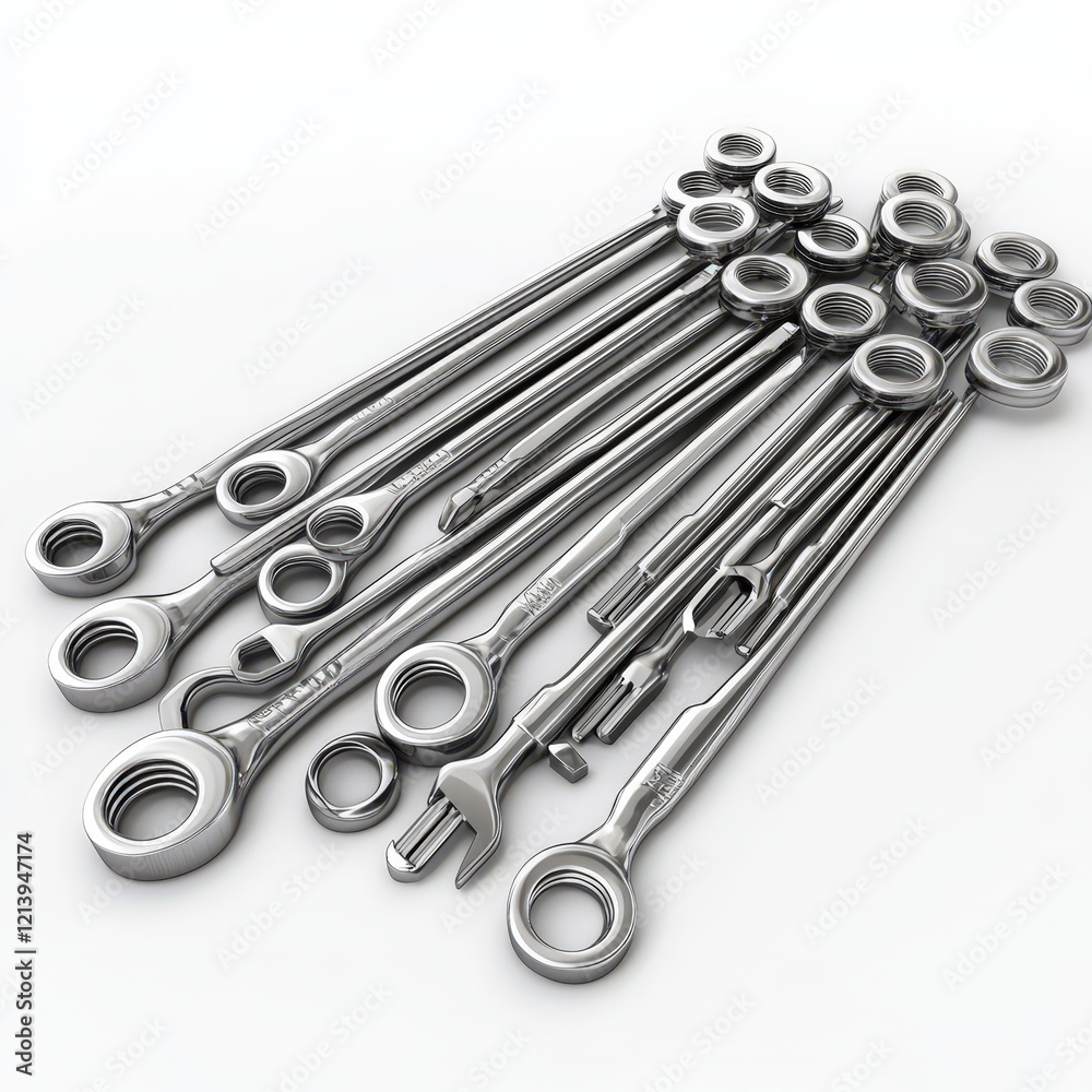 Chrome Wrenches Arranged In A Stylish Display Chrome Wrenches Arranged In A Stylish Display